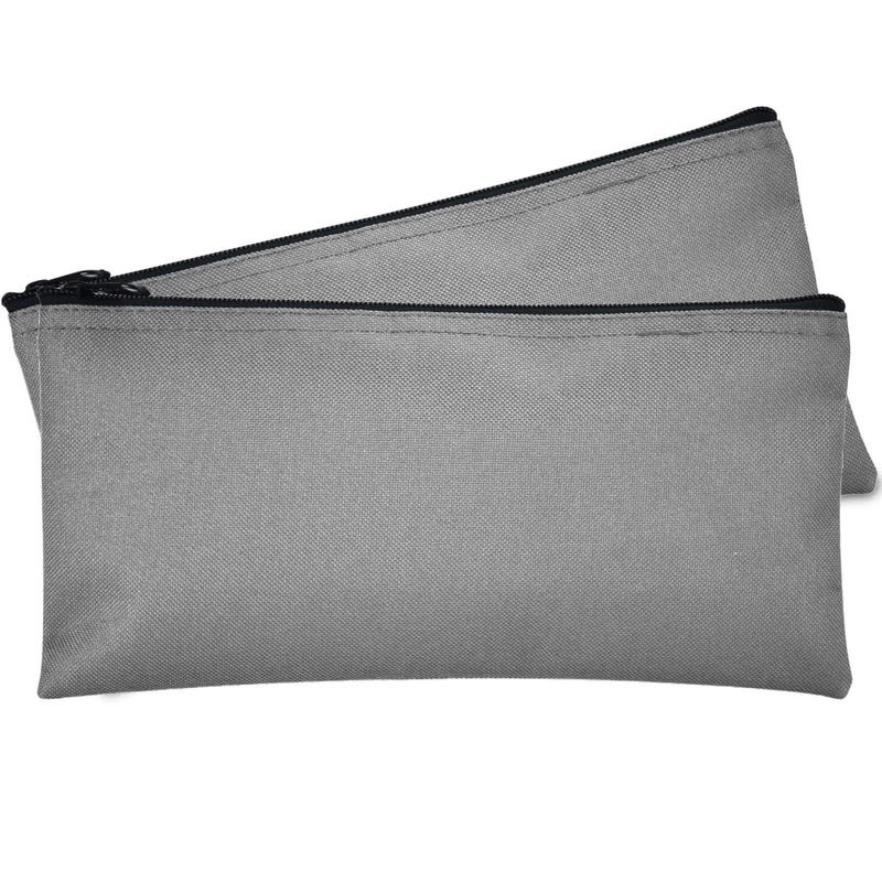 DALIX Bank Bags Money Pouch Securi Deposit Utility Zipper Coin Bag Gray 2 Pack - Image 1